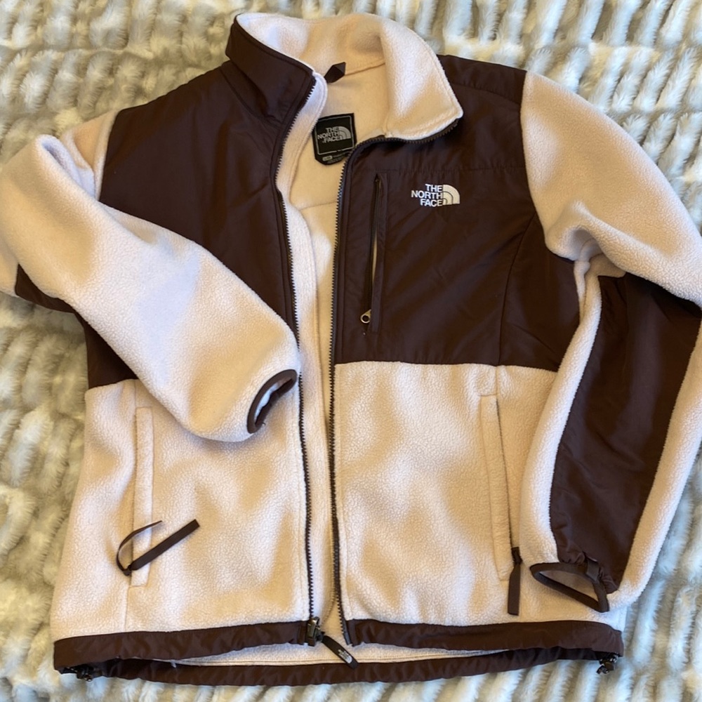 The north face polartec pink and brown jacket. Size large.